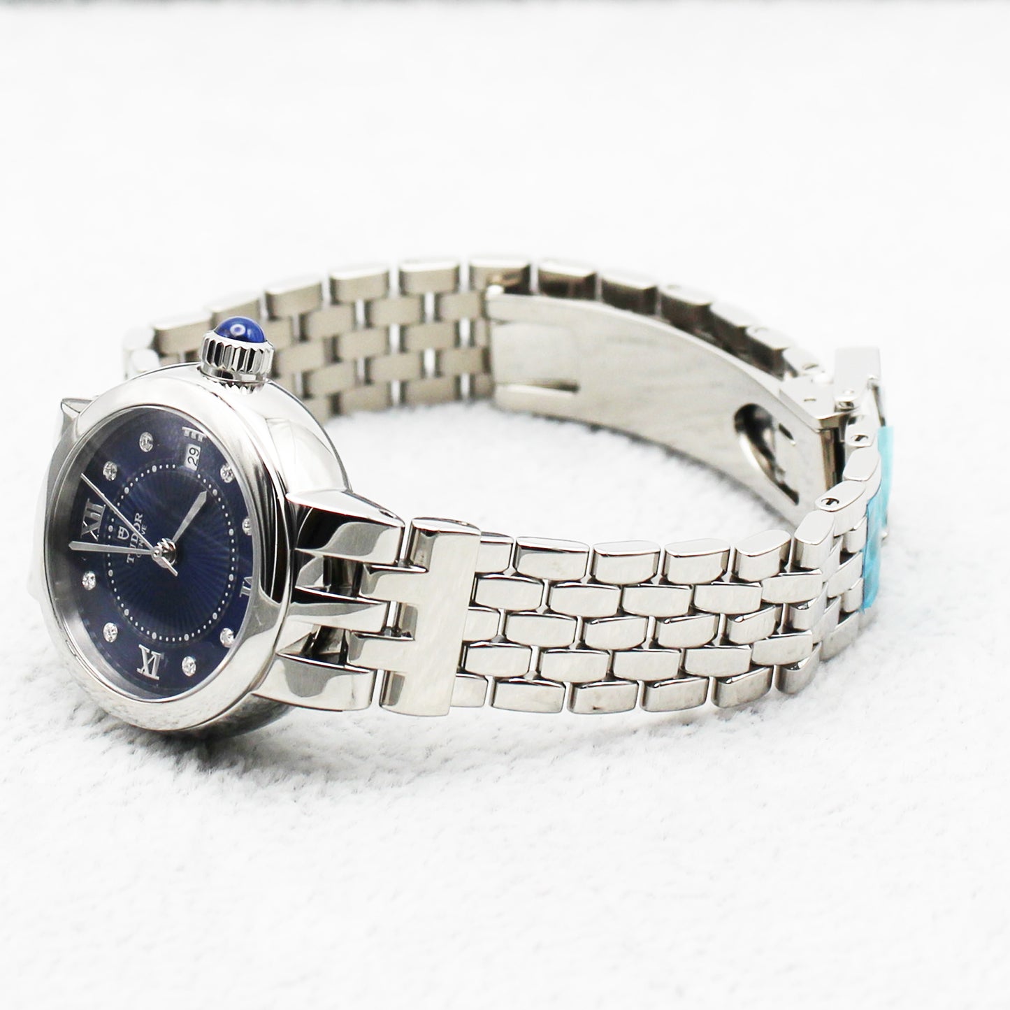 TUDOR Clair de Rose 26mm Blue Diamond Dial Steel Automatic Ladies Watch