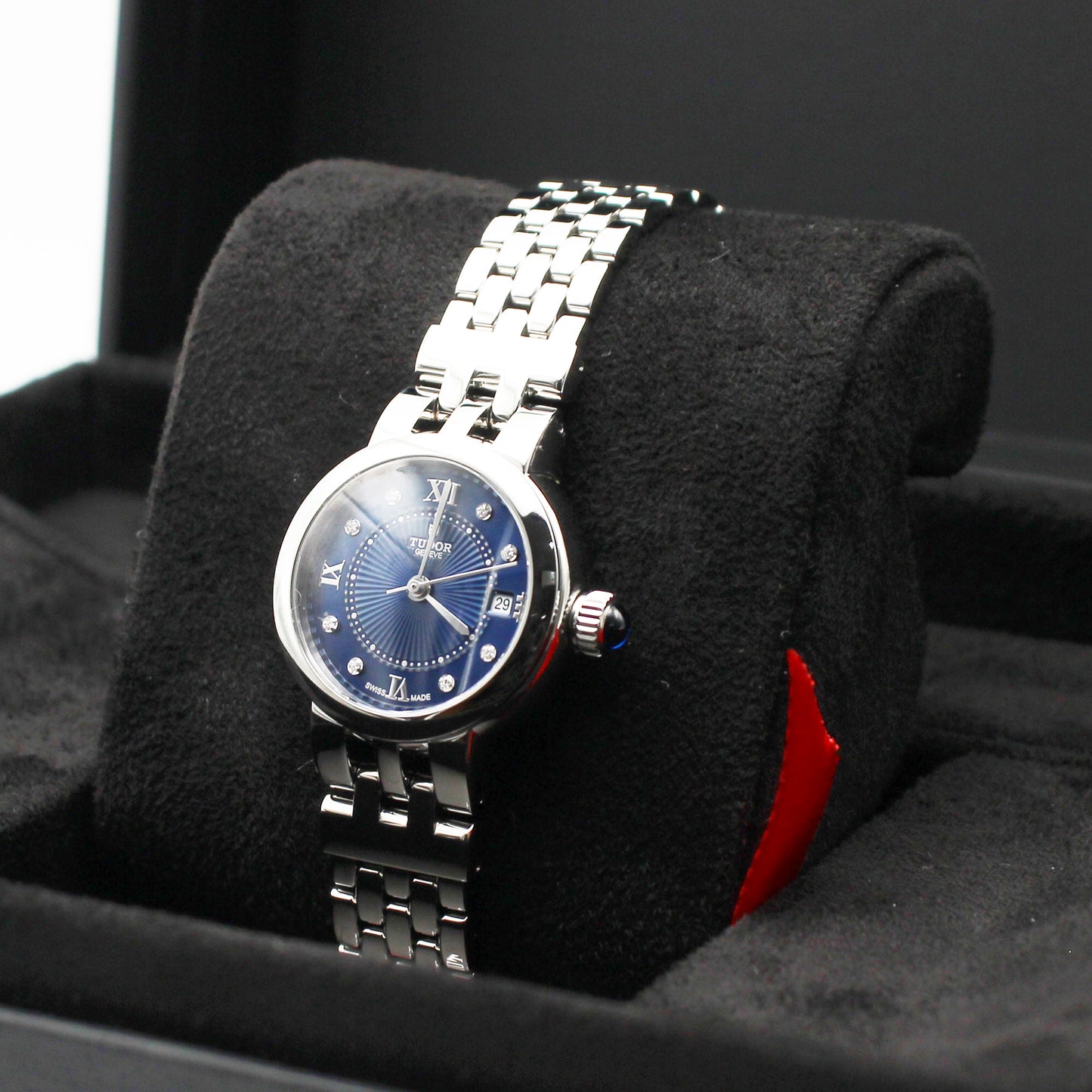 TUDOR Clair de Rose 26mm Blue Diamond Dial Steel Automatic Ladies Watch