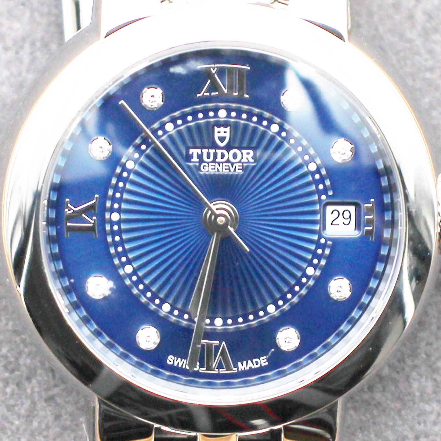 TUDOR Clair de Rose 26mm Blue Diamond Dial Steel Automatic Ladies Watch