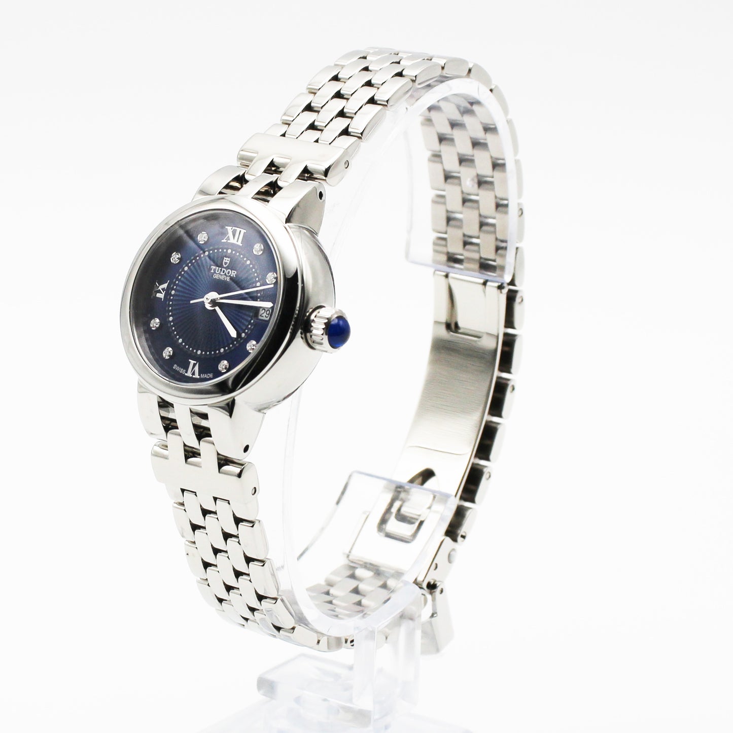 TUDOR Clair de Rose 26mm Blue Diamond Dial Steel Automatic Ladies Watch